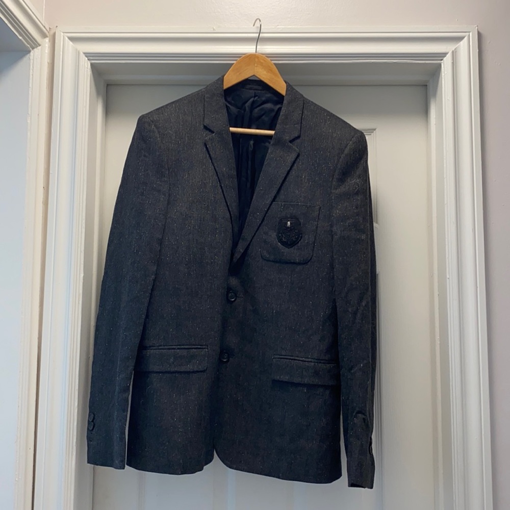 The Kooples fitted black blazer men’s skull pocket